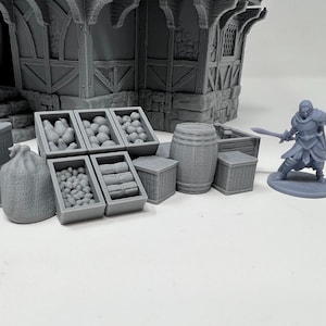 dnd Market Stall Merchant Goods Vendor Display Vegetable Stand - 28mm Tabletop Scatter Terrain Miniature RPG D&D Dungeons and Dragons