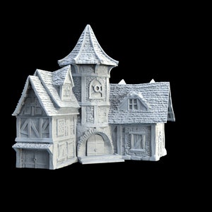 dnd Medieval Town Hall Village Inn - 28mm Scatter Village Tabletop Terrain Miniature RPG  D&D Dungeons and Dragons