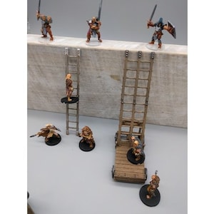 dnd Siege and Scaling Ladders 28mm Tabletop War Terrain Miniature RPG  d and d Dungeons and Dragons Games
