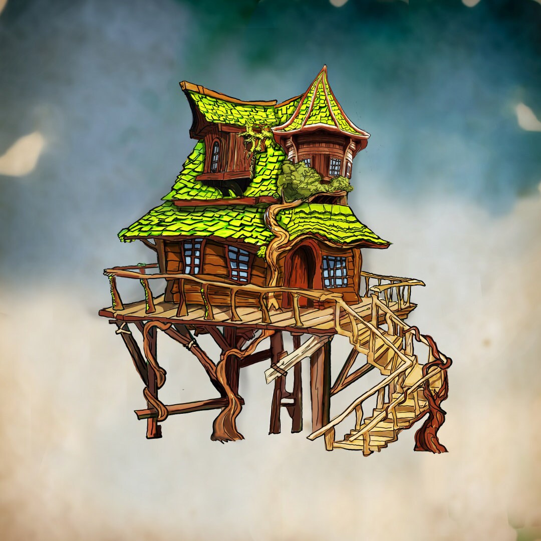 Dnd Timber Stilts Tree House Gnome Druid Fantasy Forest - 28mm Scatter ...