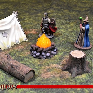 dnd Large Camp Set Tents Campfire Traveler Campsite Tabletop Scatter Terrain RPG  Pathfinder D&D Dungeons and Dragons