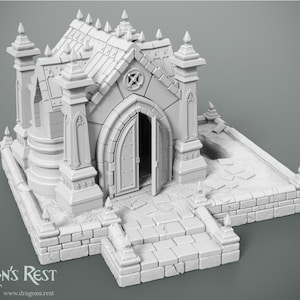 dnd Mausoleum Crypt Tomb Cemetery Graveyard Burial Grounds Dragon&#39;s Rest Tabletop Terrain Pathfinder Dungeons and Dragons