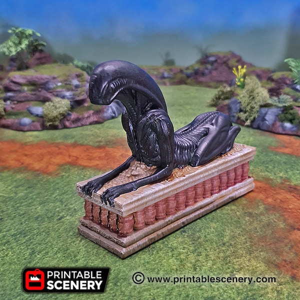 dnd Alien Sphynx Sphinx Ancient Aliens Xenomorph Sci-Fi Tabletop Scatter Terrain RPG  D&D Dungeons and Dragons Pathfinder