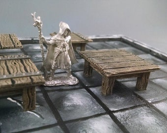 dnd SET of TWO Square Table Tavern Village Inn Furniture Tabletop Terrain Miniature RPG  D&D Dungeons and Dragons Wargaming Games