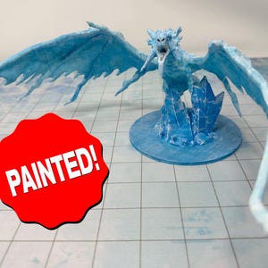 dnd PAINTED Ice Dragon Silver Blue Dragon Ancient Wyvern Animals Dragon Hoard Scatter Terrain Pathfinder Dungeons and Dragons RPG Creatures