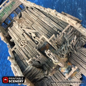 dnd Shipwreck Wrecked Ship Wargaming Boat Tabletop Scatter Terrain RPG Dungeons and Dragons Games 28mm Miniature Boat image 6