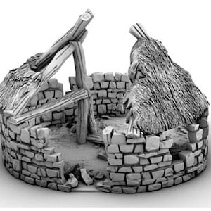 dnd Round House Ruins Village Burn War Ruin Tabletop Scatter Terrain Pathfinder  RPG Dungeons and Dragons Games | Game Scape 3D