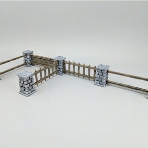 dnd Stone and Wood Fence Tabletop Scatter Terrain Village Miniature RPG  D&D Dungeons and Dragons