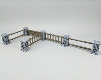 dnd Stone and Wood Fence Tabletop Scatter Terrain Village Miniature RPG  D&D Dungeons and Dragons
