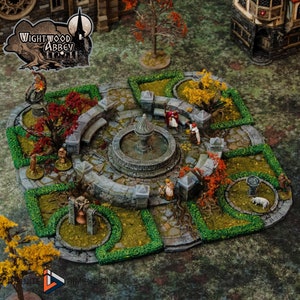 dnd Cloister Gardens Medieval Village Town Square Wightwood Abbey Tabletop Terrain Miniature RPG  D&D Dungeons and Dragons