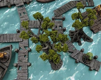 dnd Docks and Bridges Wooden Planks Pirate Seaport Marina Harbor Tabletop Scatter Terrain RPG D&D Wargaming Dungeons and Dragons