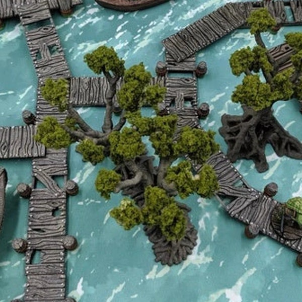 dnd Docks and Bridges Wooden Planks Pirate Seaport Marina Harbor Tabletop Scatter Terrain RPG D&D Wargaming Dungeons and Dragons
