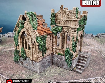 dnd Small Ruined Church Chapel Ruins I Dungeons and Dragons I Tabletop Scatter 28mm Terrain I RPG Pathfinder  D&D