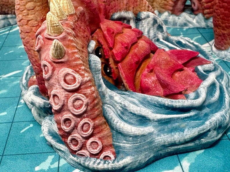 dnd KRAKEN Tabletop Sea Monster Pirate Ship Ocean Terrain Sea Creatures Tabletop Scatter Terrain RPG D&D Dungeons and Dragons image 3