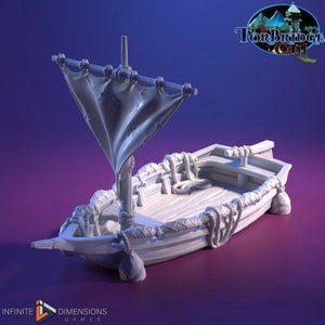 dnd Fishing Skiff Boat 28mm Miniature Torbridge Cull RPG  Pathfinder D&D Tabletop Terrain Dungeons and Dragons