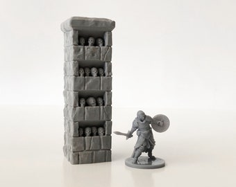 dnd   Small Skeleton Skull Pillar Column Evil- 28mm Tabletop Miniature Terrain RPG  D&D Dungeons and Dragons