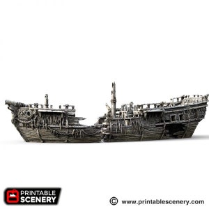 dnd Shipwreck Wrecked Ship Wargaming Boat Tabletop Scatter Terrain RPG Dungeons and Dragons Games 28mm Miniature Boat image 10