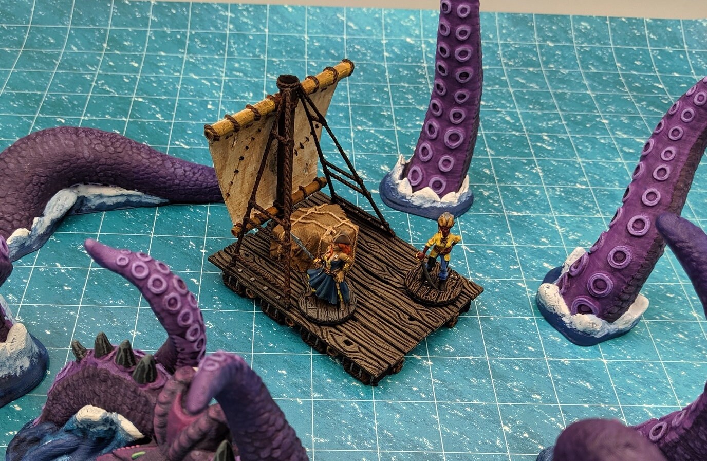 Dnd Pirate Raft Boat Sea Skiff Sailing Vessel Pirate Ship Tabletop Scatter  Terrain RPG Pathfinder D&D Dungeons and Dragons 