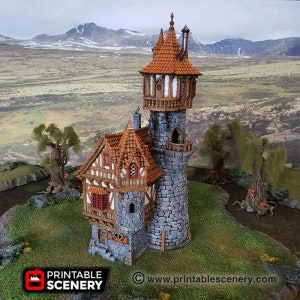 dnd Sorcerer's Tower Wizard Keep Stronghold Realm Port Winterdale Tabletop Fantasy Scatter Terrain RPG  D&D Dungeons and Dragons