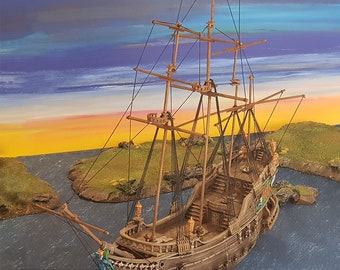dnd The Galleon Ship Dungeons and Dragons Pirate Boat Tabletop Scatter 28mm Terrain RPG  D&D Pathfinder Game Play