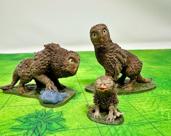 dnd Owl Bear Family Set with Hatchling Cub Woodland Creature Tabletop Scatter Terrain RPG Pathfinder D&D Dungeons and Dragons