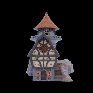 dnd Medieval Tower House Gnome Buildings- 28mm Tabletop Miniature Village of Lonkleg Hollow Tabletop Terrain RPG  D&D Dungeons and Dragons