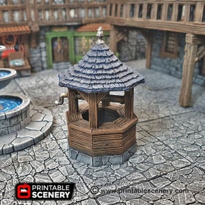 dnd Village Well Town Square  Tabletop Fantasy Scatter Terrain RPG  D&D Dungeons and Dragons Elf Miniature