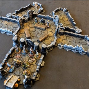 dnd Flat Modular Walls- Hex Tiles Custom Game 28mm Tabletop Scatter Terrain Miniature RPG  D&D Dungeons and Dragons