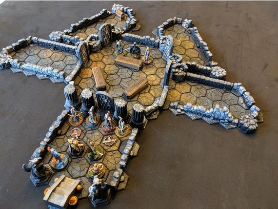 Dnd Flat Modular Walls Hex Tiles Custom Game 28mm Tabletop | Etsy