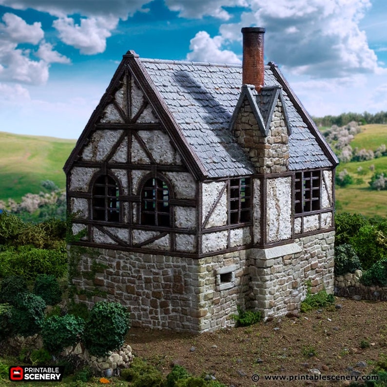 dnd Wattle and Daub Manor Medieval House from King and Country Village Tabletop Scatter Terrain RPG D&D Dungeons and Dragons image 2