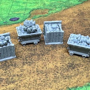 dnd Mine Cart and Jewels Set Miner Dwarven Mountain Western City | Pathfinder | Dungeons and Dragons | RPG Games Scatter Tabletop Terrain