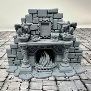 d&D Kamin mit Mantel Dorf Möbel Schloss Gasthaus Wirtshaus Wirtshaus Drachen's Ruhe Rollenspiel Tabletop Scatter Terrain D&D Dungeons and Dragons