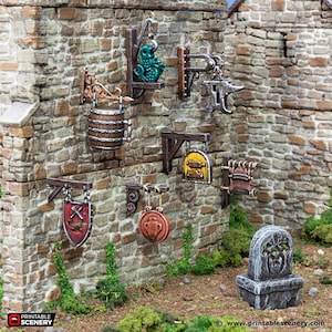dnd Trade Sign Market Business Signs Set Merchant Village Detail King and Country Tabletop Scatter Terrain RPG D&D Dungeons and Dragons
