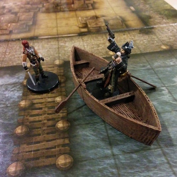 dnd Rowboat Dinghy Row Boat Small Watercraft Tabletop Scatter Miniature RPG Pathfinder D&D Dungeons and Dragons