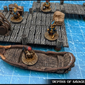 dnd Adorned Longboat Tabletop Scatter Terrain Depths of Savage Atoll RPG  D&D Dungeons and Dragons | 28mm Miniature Boat
