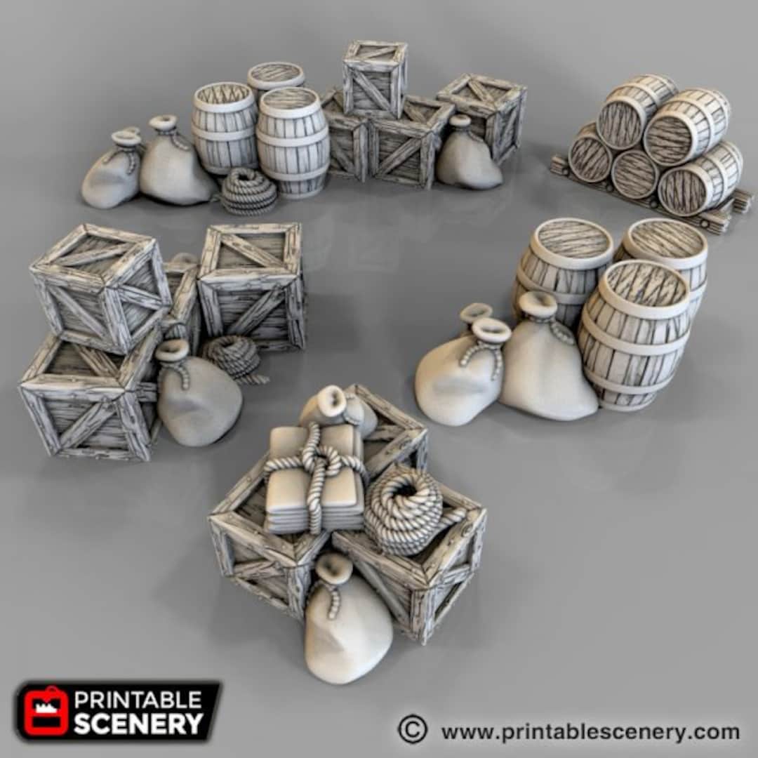 Dnd Cargo Piles Crates and Barrels Wagon Goods Wild West Americana