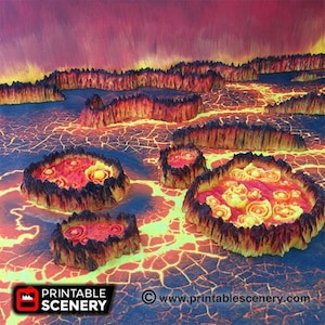 dnd Burbling Lava Pits  Lost Islands Volcanic Volcano Tabletop Underdark Evil Scatter Terrain RPG  D&D Dungeons and Dragons
