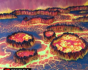dnd Burbling Lava Pits  Lost Islands Volcanic Volcano Tabletop Underdark Evil Scatter Terrain RPG  D&D Dungeons and Dragons
