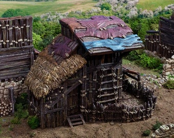 dnd Large Shanty Shack from King and Country Medieval Slums Village Tabletop Scatter Terrain RPG Pathfinder D&D Dungeons and Dragons