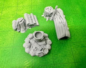 dnd  Campfire and Logs Set for Adventurers Camp Tabletop Terrain Miniature RPG  D&D  Dungeons and Dragons Wargaming RPG Games