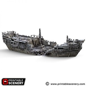 dnd Shipwreck Wrecked Ship Wargaming Boat Tabletop Scatter Terrain RPG Dungeons and Dragons Games 28mm Miniature Boat image 8