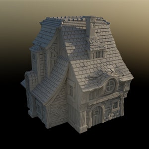 dnd Medieval Inn Tavern House- 28mm Scatter Village Tabletop Terrain Miniature RPG  D&D Dungeons and Dragons