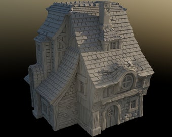 dnd Medieval Inn Tavern House- 28mm Scatter Village Tabletop Terrain Miniature RPG  D&D Dungeons and Dragons