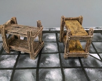 dnd Bunk beds for Village House Bunkbed Dungeon - 28mm Tabletop Scatter Terrain Dormitory Barracks D&D Dungeons and Dragons