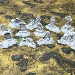 dnd Ghoulberg Cemetery Headstone Set Cursed City Graves Cursed City Graveyard Burial Grounds RPG Tabletop Terrain D&D Dungeons and Dragons