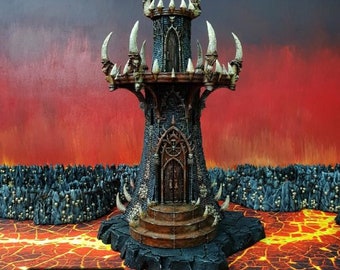 dnd Infernal Hell Demon Tower Underdark Evil  Tabletop Fantasy Scatter Terrain RPG  D&D Dungeons and Dragons Elf Miniature