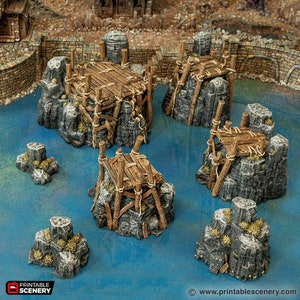 dnd Wooden Platform Rocks War Skirmish Village Ramshackle and Ruin Scatter Tabletop RPG Dungeons and Dragons Games | Shipwreck Boat Ship
