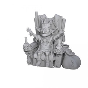 dnd Goblin King on Throne Royal Court Goblin Mines 28mm RESIN Miniature | Pathfinder | Dungeons and Dragons |  RPG