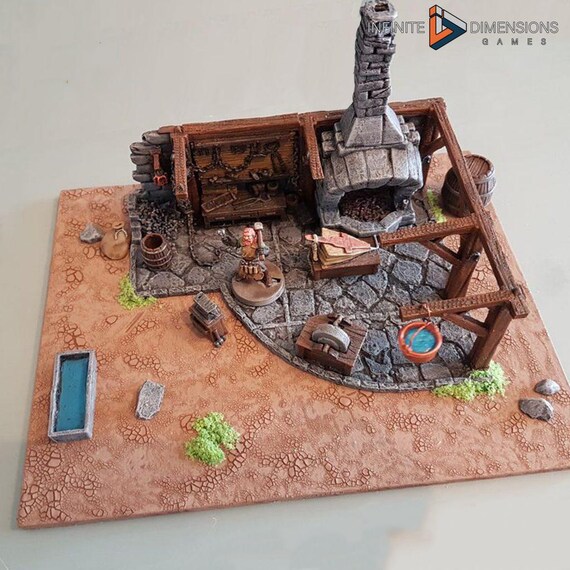 Outland Tactics Blacksmith Shop Miniature - 28mm Scale Unpainted Terrain For War Games & RPGs - View #2