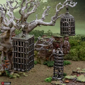 dnd Hanging Cages Prisoner Pynfold Dungeon Tabletop Scatter Terrain RPG Pathfinder Dungeons and Dragons Games | Gloaming Swamps